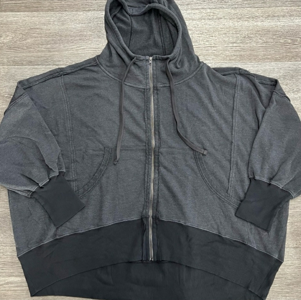 Free People Hoodie Zip Camden Black Medium nwt - Picture 2 of 10